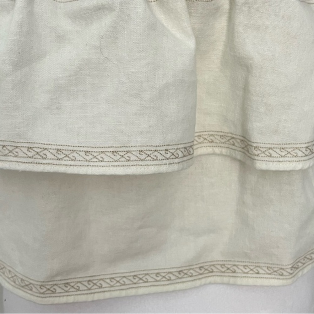 Madewell Linen Blend Cropped Embroidered‎ Tiered Anita Smock Top Small White Y2K - Picture 6 of 8